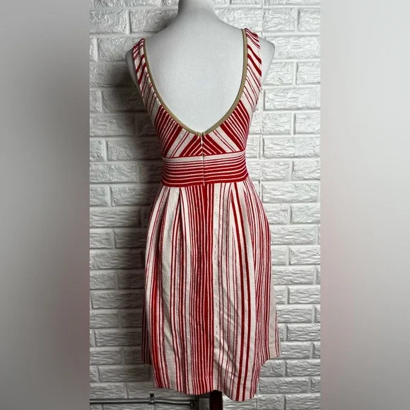 Anthropologie Postmark Striped Red and White Sleeveless Dress with Pockets sz 4 - Picture 4 of 6